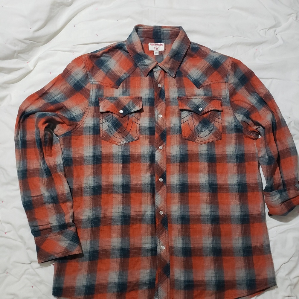 True Religion Plaid Button Down Shirt